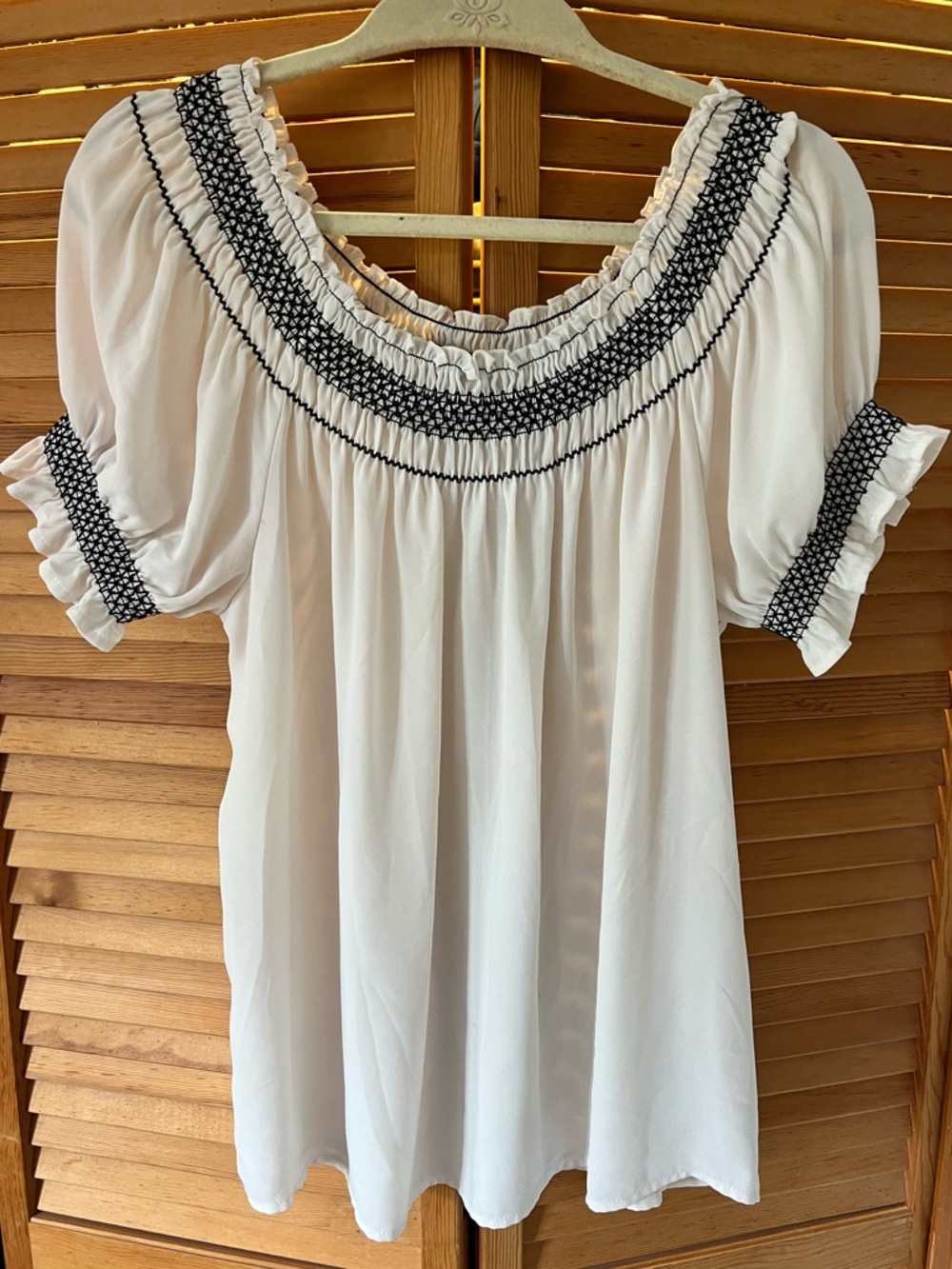 Express White Blouse with Black Trim